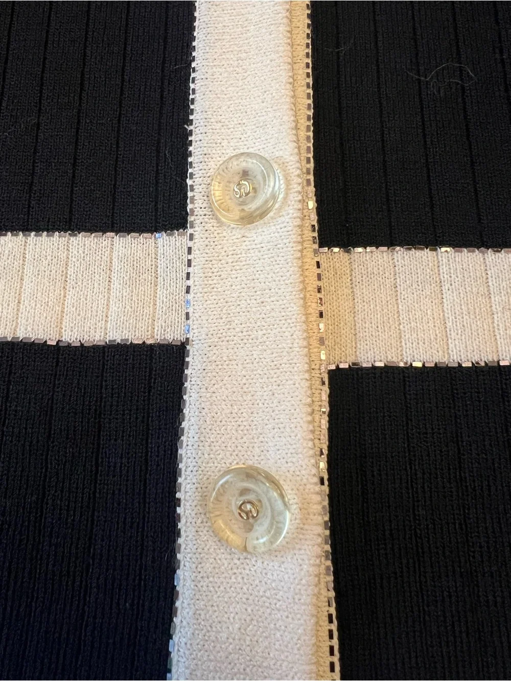 St John Knit Black and White Cardigan Size 12